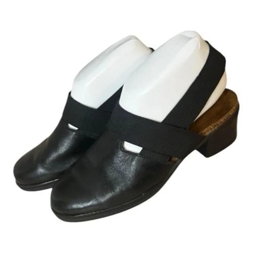 Naot Women Brown Leather Mule Size 7.5 (38 EU Slingback Block Heel Wedge Slip On